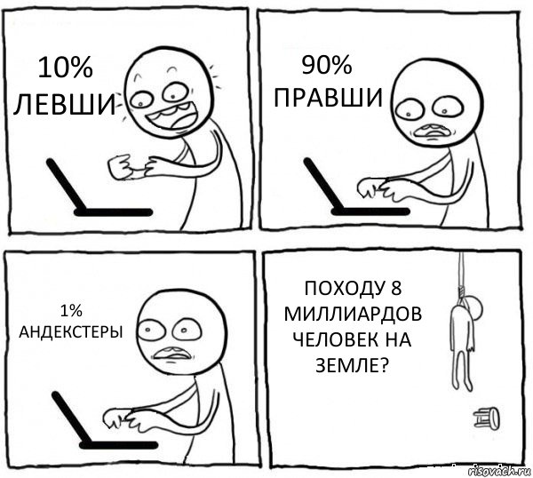 10% ЛЕВШИ 90% ПРАВШИ 1% АНДЕКСТЕРЫ ПОХОДУ 8 МИЛЛИАРДОВ ЧЕЛОВЕК НА ЗЕМЛЕ?, Комикс интернет убивает