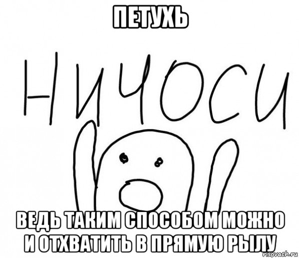 петухь ведь таким способом можно и отхватить в прямую рылу, Мем  Ничоси