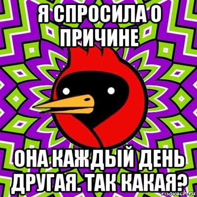 я спросила о причине она каждый день другая. так какая?, Мем Омская птица