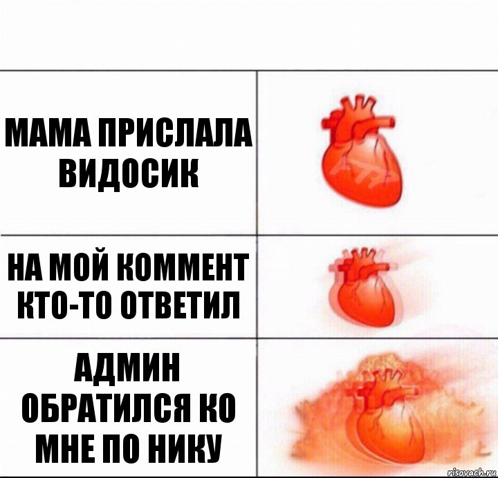 Мама прислала видосик На мой коммент кто-то ответил Админ обратился ко мне по нику, Комикс  Расширяюшее сердце