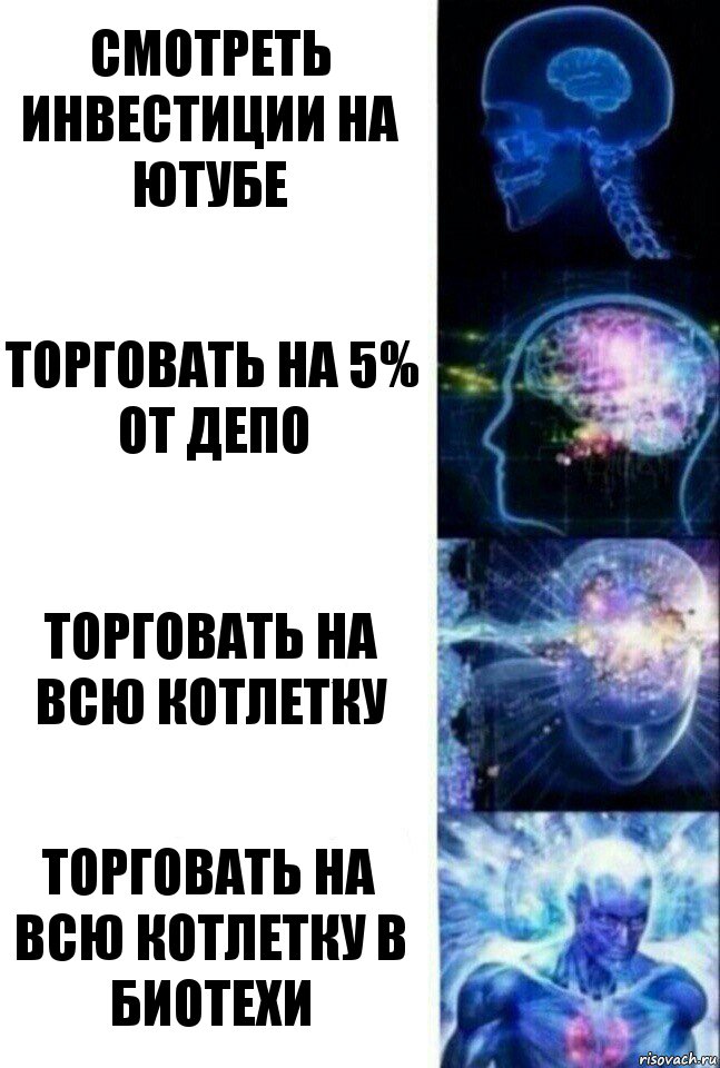 Смотреть инвестиции на Ютубе Торговать на 5% от депо Торговать на всю котлетку Торговать на всю котлетку в биотехи, Комикс  Сверхразум