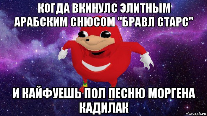 когда вкинулс элитным арабским снюсом "бравл старс" и кайфуешь пол песню моргена кадилак