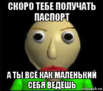 скоро тебе получать паспорт а ты всё как маленький себя ведёшь, Мем Злой Балди