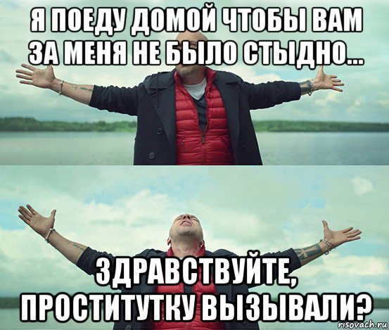 я поеду домой чтобы вам за меня не было стыдно... здравствуйте, проститутку вызывали?