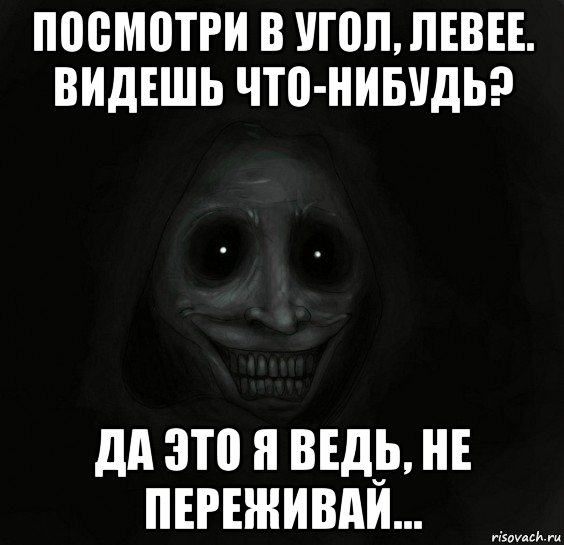 посмотри в угол, левее. видешь что-нибудь? да это я ведь, не переживай..., Мем Ночной гость