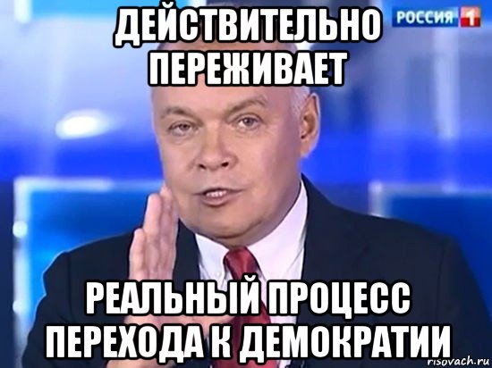 действительно переживает реальный процесс перехода к демократии, Мем Киселёв 2014