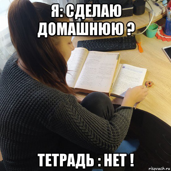 я: сделаю домашнюю ? тетрадь : нет !, Мем Крстнк