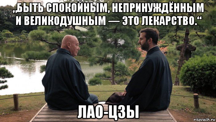 „быть спокойным, непринуждённым и великодушным — это лекарство.“ лао-цзы, Мем Лао-цзы