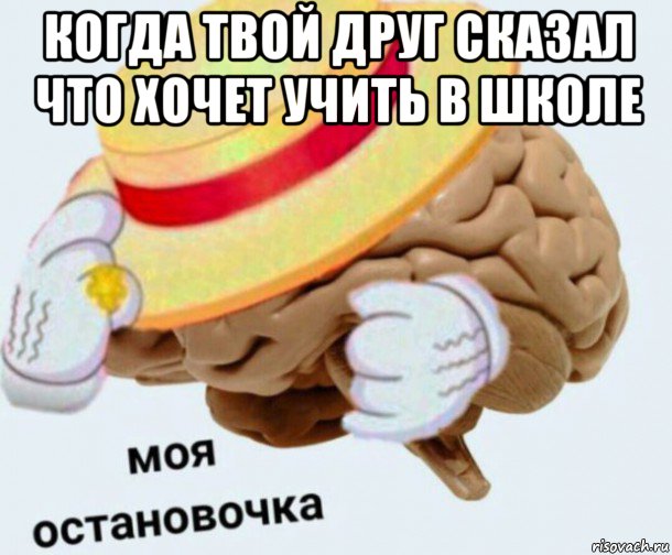 когда твой друг сказал что хочет учить в школе , Мем   Моя остановочка мозг