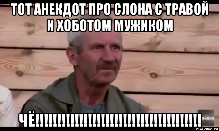 тот анекдот про слона с травой и хоботом мужиком чё!!!!!!!!!!!!!!!!!!!!!!!!!!!!!!!!!!!!!!, Мем  Охуевающий дед