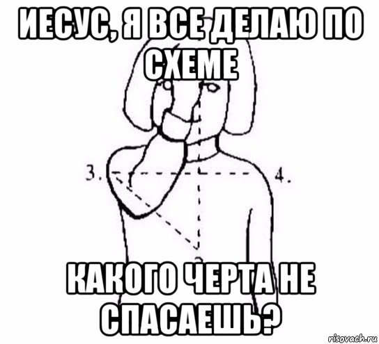 иесус, я все делаю по схеме какого черта не спасаешь?, Мем  Перекреститься