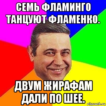 семь фламинго танцуют фламенко. двум жирафам дали по шее., Мем Петросяныч