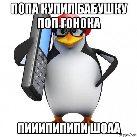 попа купил бабушку поп гонока пииипипипи шоаа, Мем   Пингвин звонит