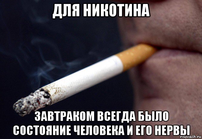 для никотина завтраком всегда было состояние человека и его нервы, Мем Сигареты