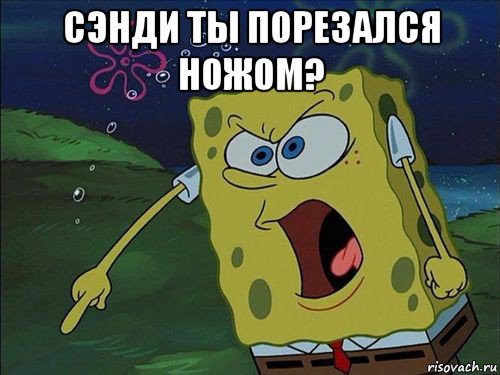 сэнди ты порезался ножом? 