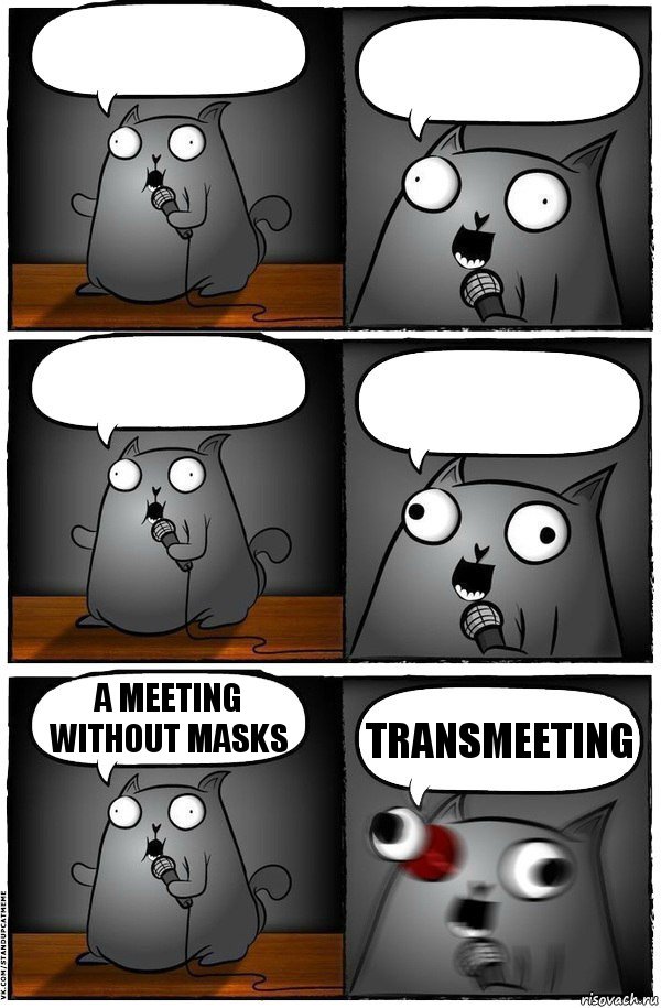     A meeting without masks Transmeeting, Комикс  Стендап-кот