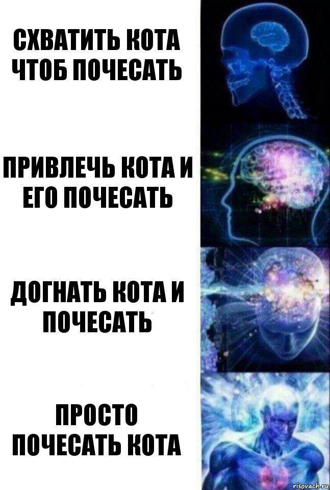 Схватить кота чтоб почесать Привлечь кота и его почесать Догнать кота и почесать Просто почесать кота, Комикс  Сверхразум