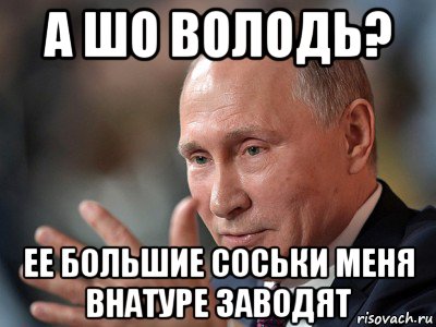 а шо володь? ее большие соськи меня внатуре заводят, Мем Володимир Володимирович