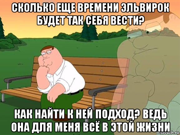 сколько еще времени эльвирок будет так себя вести? как найти к ней подход? ведь она для меня всё в этой жизни, Мем Задумчивый Гриффин