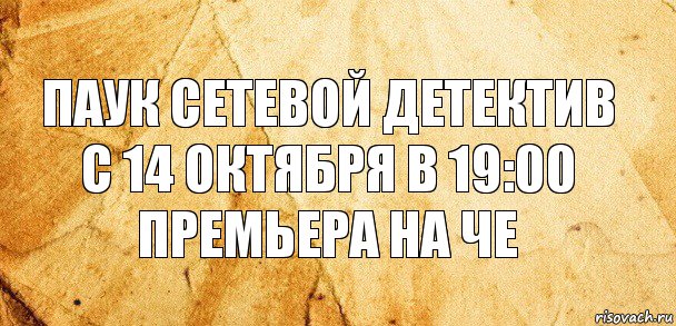 Паук сетевой детектив с 14 октября в 19:00 премьера на че