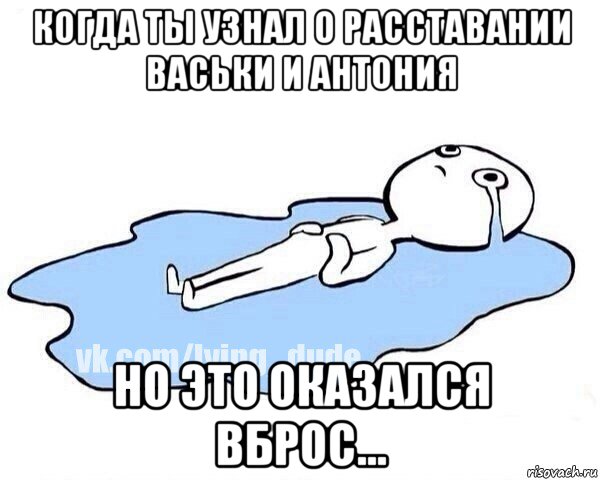 когда ты узнал о расставании васьки и антония но это оказался вброс..., Мем Этот момент когда