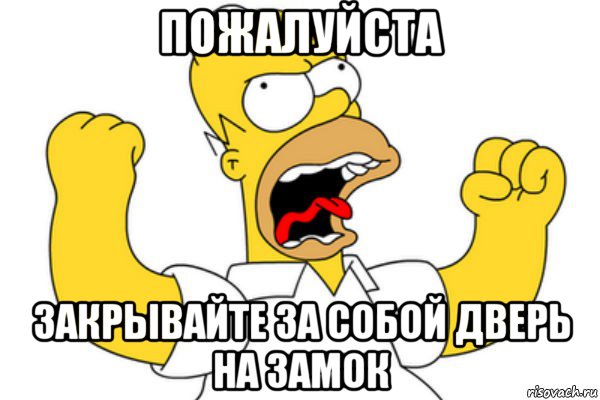 пожалуйста закрывайте за собой дверь на замок, Мем Разъяренный Гомер