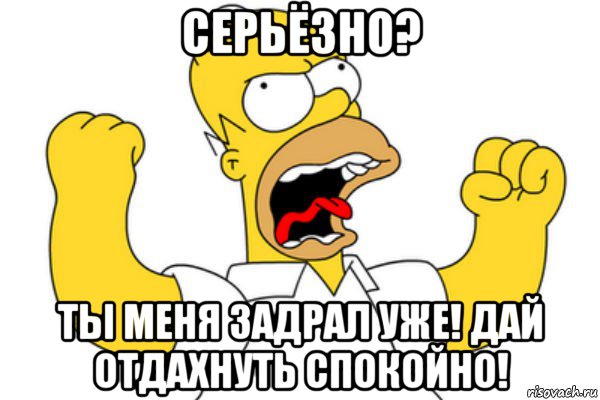 серьёзно? ты меня задрал уже! дай отдахнуть спокойно!