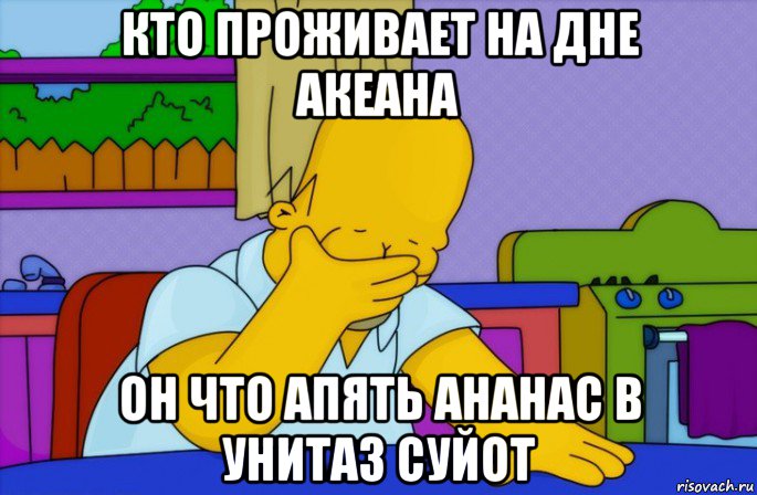 кто проживает на дне акеана он что апять ананас в унитаз суйот, Мем Homer simpson facepalm