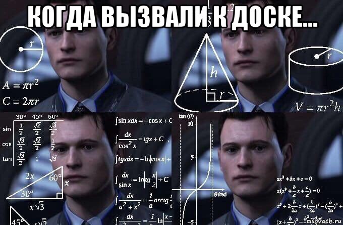 когда вызвали к доске... , Мем  Коннор задумался