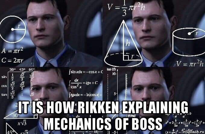  it is how rikken explaining mechanics of boss, Мем  Коннор задумался