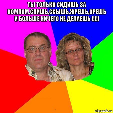 ты только сидишь за компом,спишь,ссышь,жрешь,орешь и больше ничего не делаешь !!!!! 