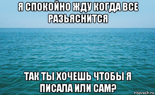 я спокойно жду когда все разьяснится так ты хочешь чтобы я писала или сам?