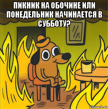 пикник на обочине или понедельник начинается в субботу? , Мем Собака в огне