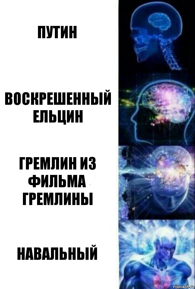 Путин Воскрешенный Ельцин Гремлин из фильма гремлины Навальный, Комикс  Сверхразум