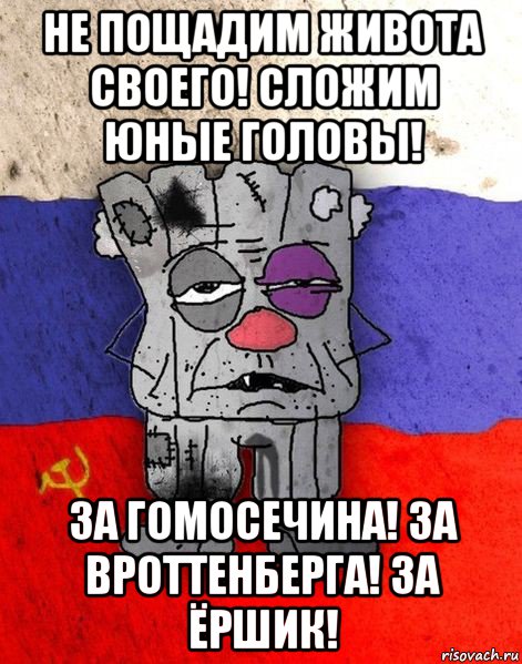 не пощадим живота своего! сложим юные головы! за гомосечина! за вроттенберга! за ёршик!