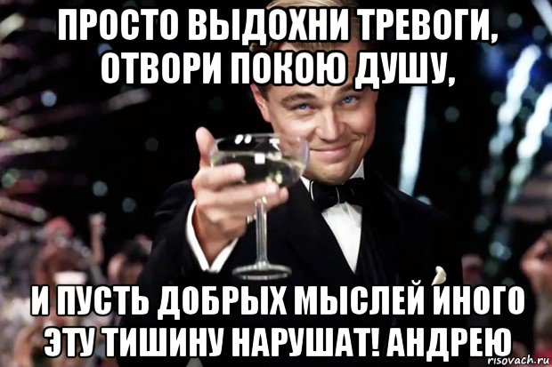 просто выдохни тревоги, отвори покою душу, и пусть добрых мыслей иного эту тишину нарушат! андрею, Мем Великий Гэтсби (бокал за тех)