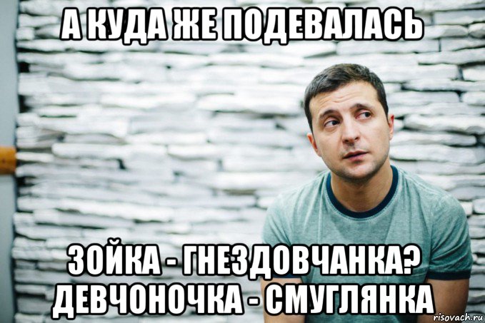 а куда же подевалась зойка - гнездовчанка? девчоночка - смуглянка, Мем Зеленский