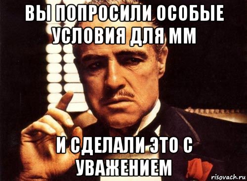 вы попросили особые условия для мм и сделали это с уважением, Мем крестный отец