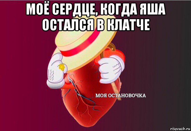 моё сердце, когда яша остался в клатче , Мем   Моя остановочка