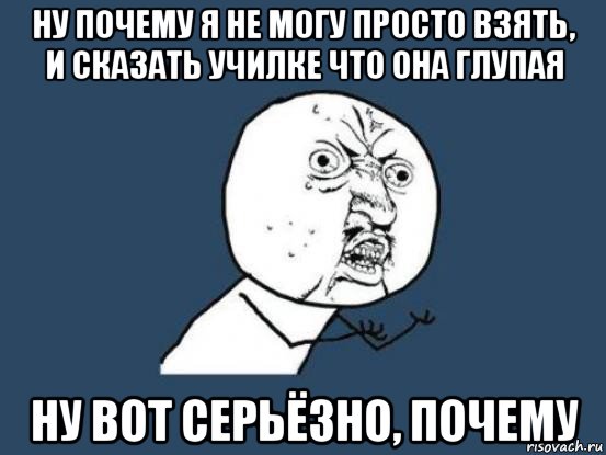 ну почему я не могу просто взять, и сказать училке что она глупая ну вот серьёзно, почему, Мем Ну почему