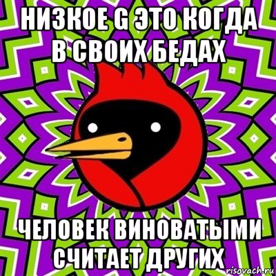 низкое g это когда в своих бедах человек виноватыми считает других, Мем Омская птица