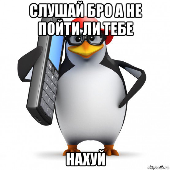 слушай бро а не пойти ли тебе нахуй, Мем   Пингвин звонит