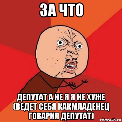 за что депутат а не я я не хуже (ведет себя какмладенец говарил депутат), Мем Почему