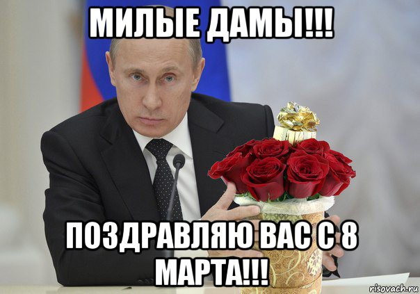 милые дамы!!! поздравляю вас с 8 марта!!!, Мем Путин цветы