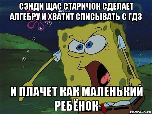 сэнди щас старичок сделает алгебру и хватит списывать с гдз и плачет как маленький ребёнок