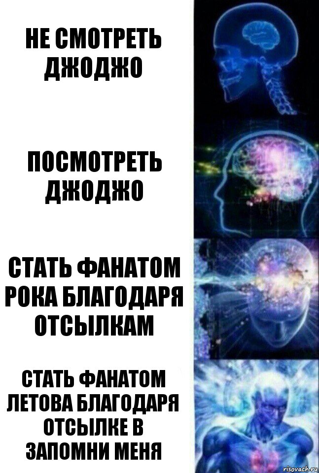 Не смотреть джоджо Посмотреть джоджо Стать фанатом рока благодаря отсылкам Стать фанатом Летова благодаря отсылке в Запомни Меня, Комикс  Сверхразум