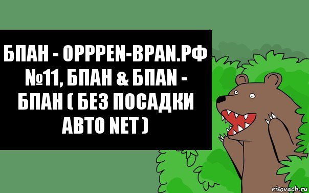 Бпан - Opppen-BPAN.РФ №11, БПАН & БПАN - БПАН ( Без Посадки Авто Net ), Комикс Надпись медведя из кустов