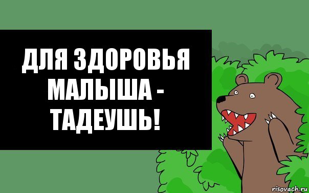 Для здоровья малыша - Тадеушь!, Комикс Надпись медведя из кустов