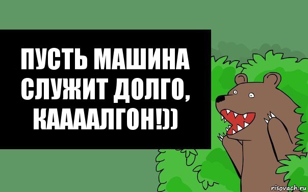 Пусть машина служит долго, Каааалгон!)), Комикс Надпись медведя из кустов