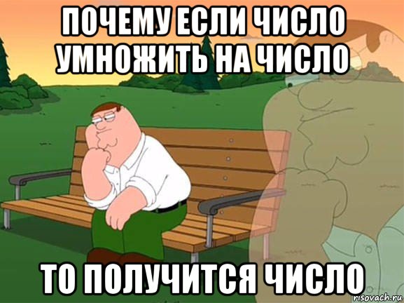 почему если число умножить на число то получится число, Мем Задумчивый Гриффин